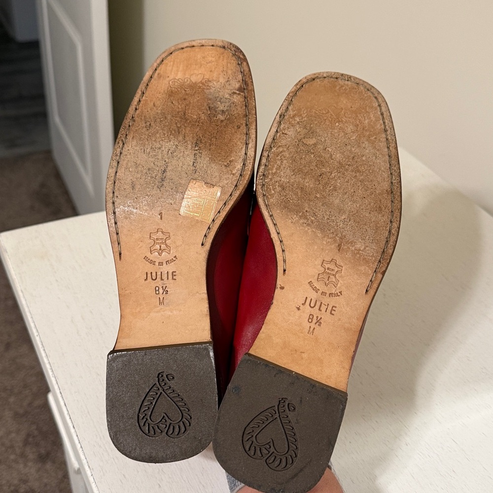 Vintage Brighton Women’s (Julie) Red Crocodile Embossed Leather Mules / Size 8.5 - Picture 5 of 9